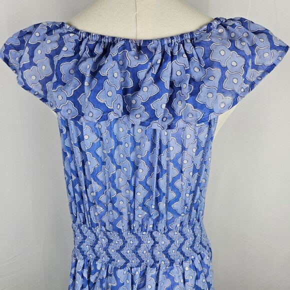 NEW Oliphant Maxi Dress Off Shoulder Sz Large Blue Floral Boho Sundress Party - Picture 6 of 13